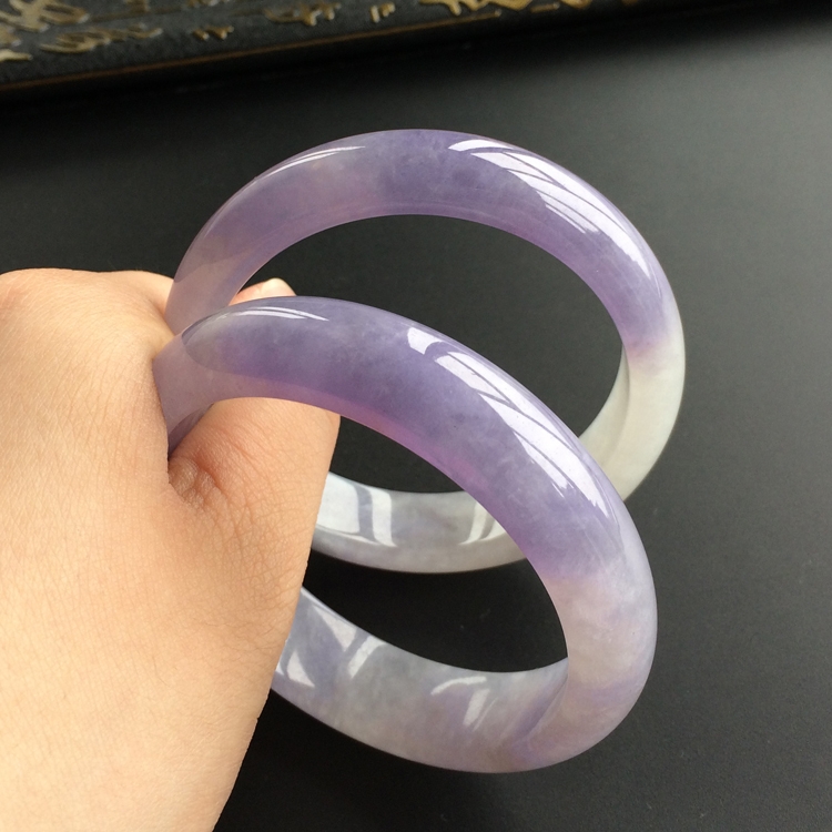 (超值推荐)糯冰种紫罗兰手镯(一对)(57.1mm/57.2mm)