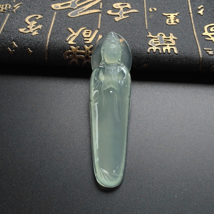 (超值推荐)冰玻种晴水观自在挂件