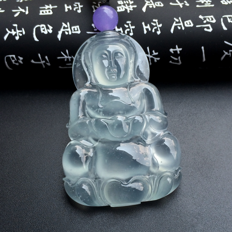 （超值推荐）冰玻种淡晴水观音挂件