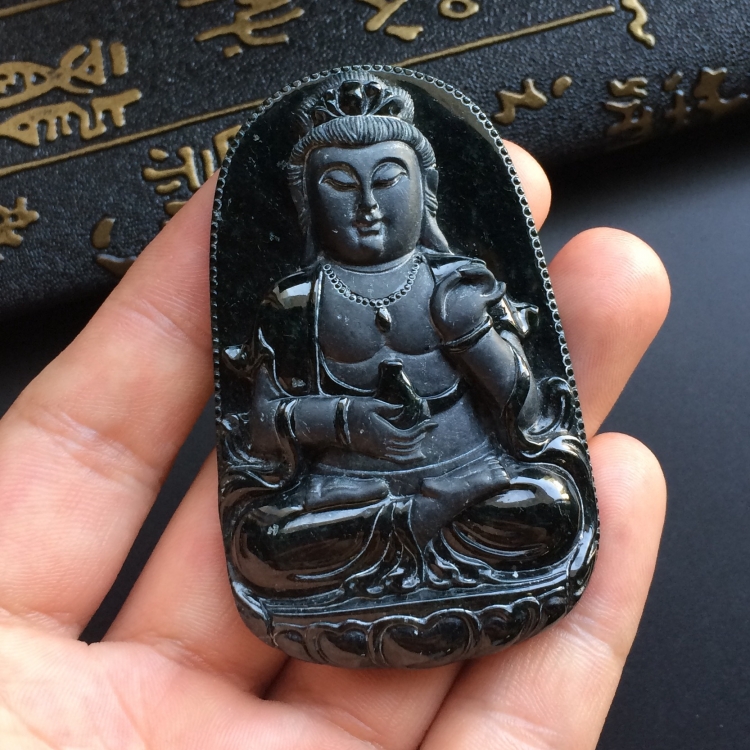 (超值推荐)细糯种墨翠观音挂件