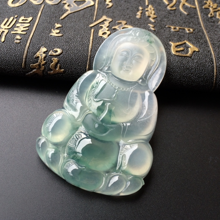 (超值推荐)冰种飘花观音挂件