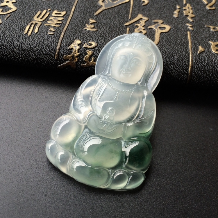 (超值推荐)冰种飘花观音挂件