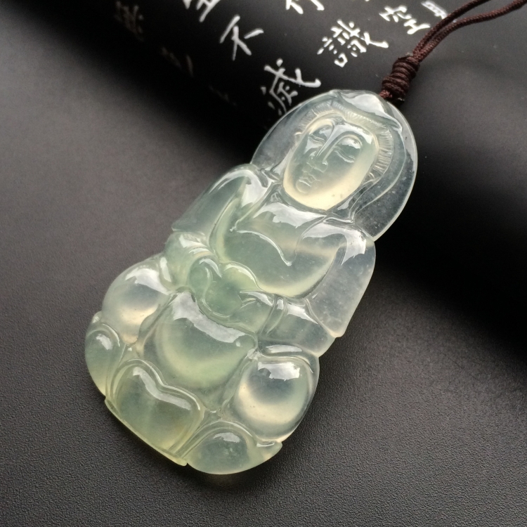 （超值推荐）冰玻种淡晴水观音挂件