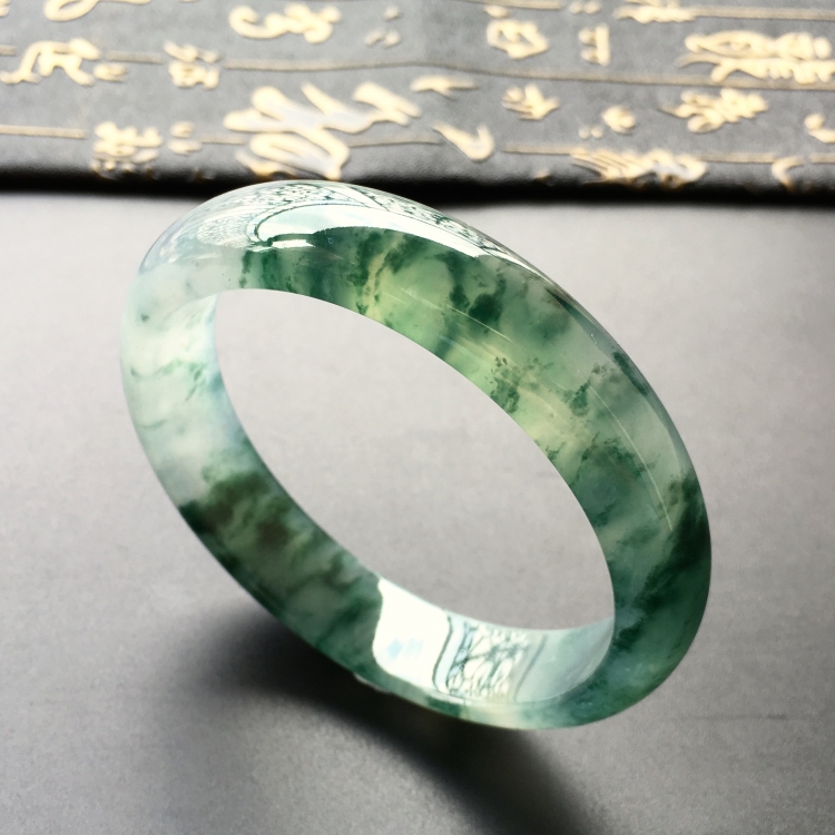 (超值推荐)冰种飘花手镯(57.5mm)