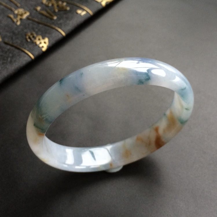 (超值推荐)糯冰种紫罗兰飘花贵妃镯(53.4mm-47.3mm)