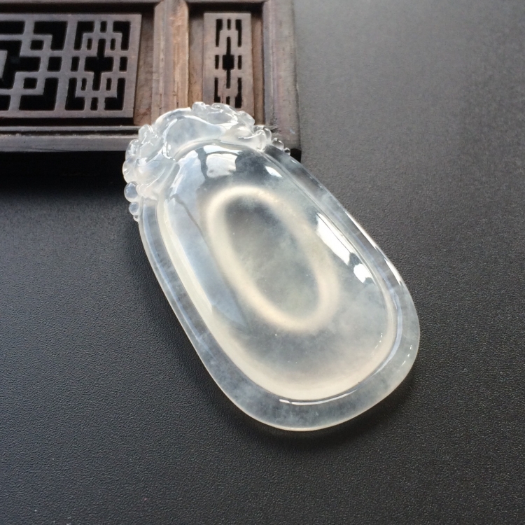 (超值推荐)冰玻种无色福在眼前挂件