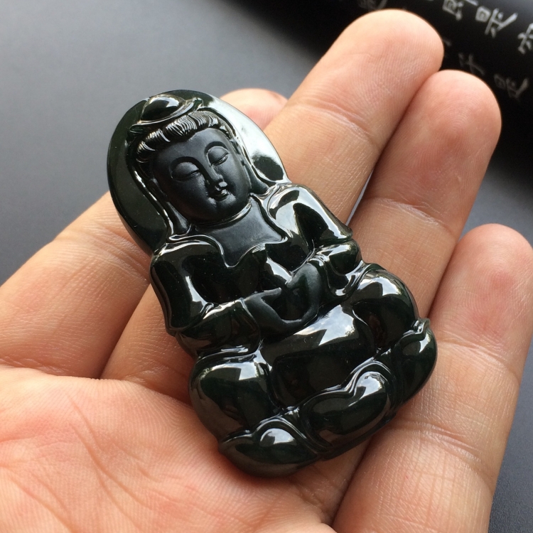 （超值推荐）冰种墨翠观音挂件