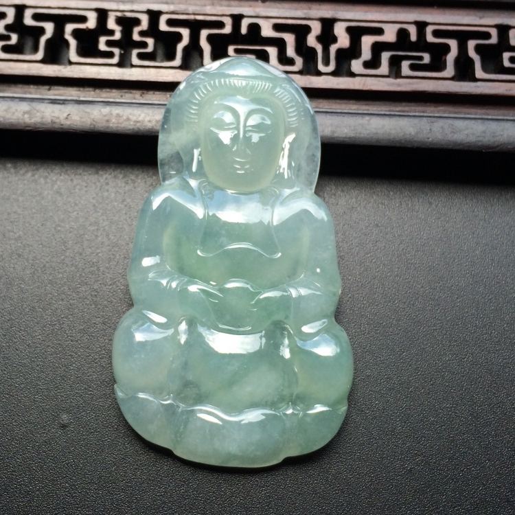 糯冰种晴水观音挂件