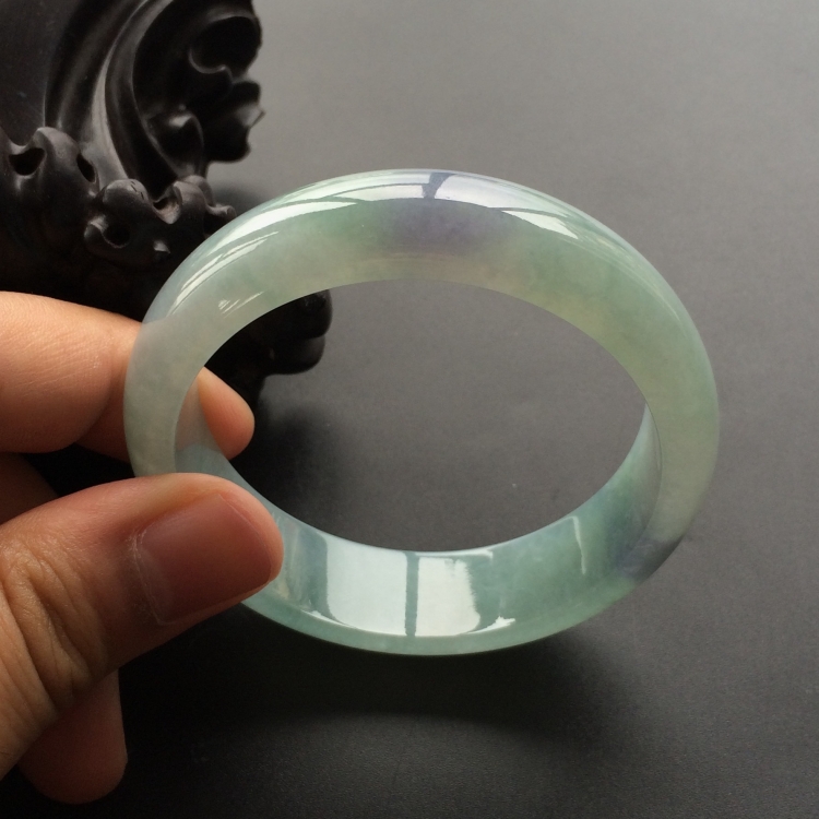 (超值推荐)糯冰种晴水略带紫罗兰手镯(56.4mm)