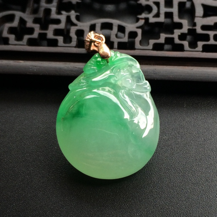 （超值推荐）糯冰种飘翠代代有福挂件