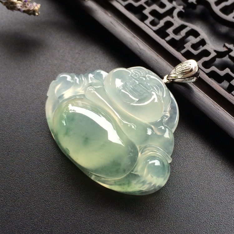（超值推荐）冰种飘花玉佛挂件