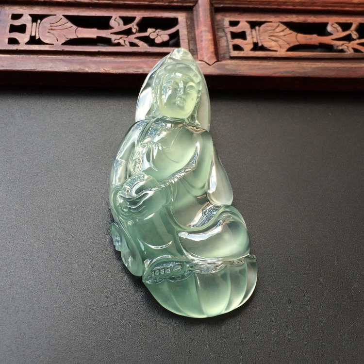 (超值推荐)冰玻种晴水自在观音挂件