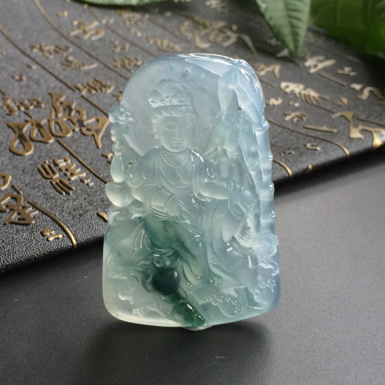 (超值推荐)冰种飘花竹林观音挂件