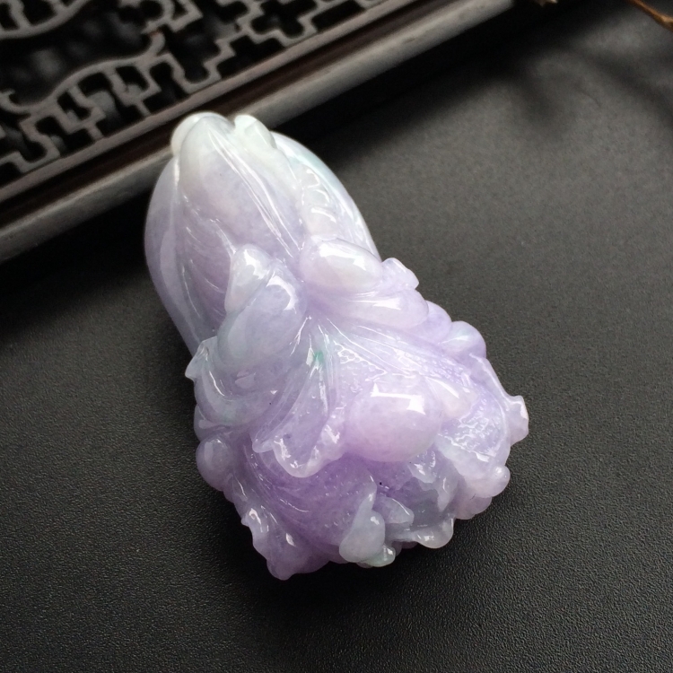 （超值推荐）糯冰种紫罗兰白菜挂件