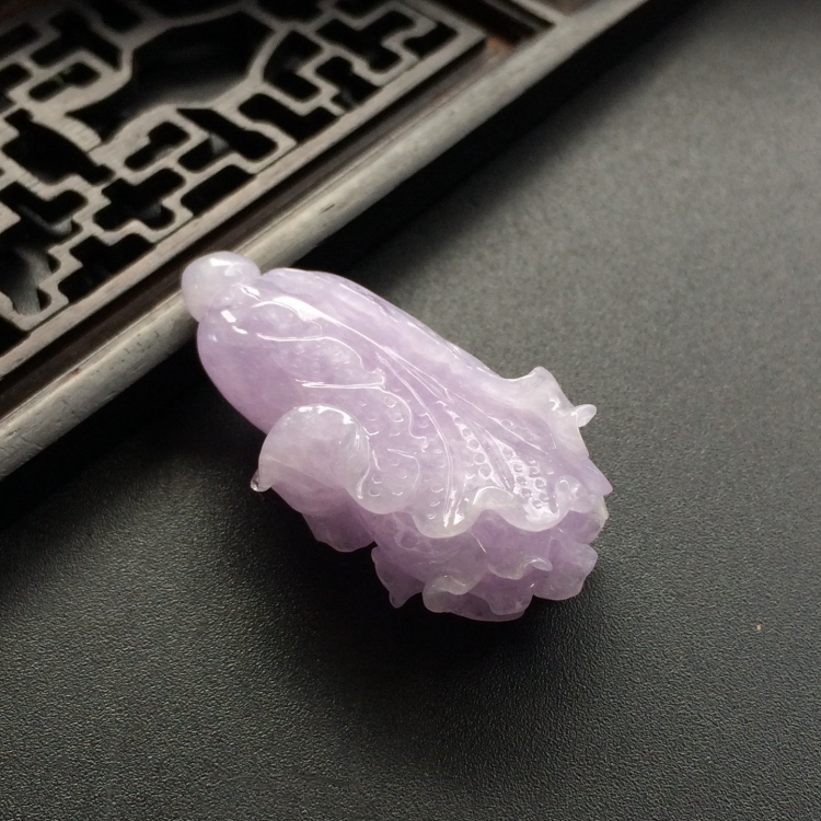 （超值推荐）糯冰种紫罗兰白菜挂件