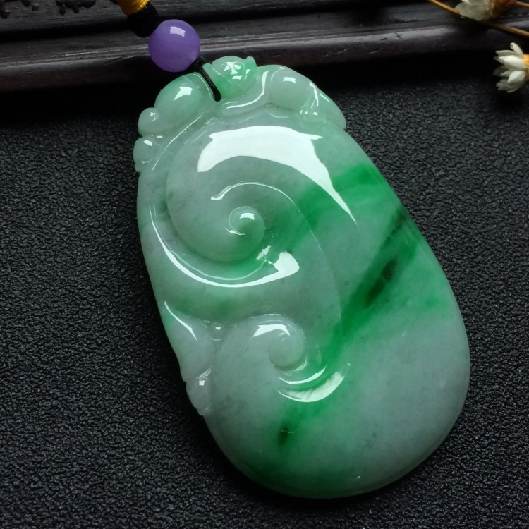 （超值推荐）糯冰种飘翠如意挂件