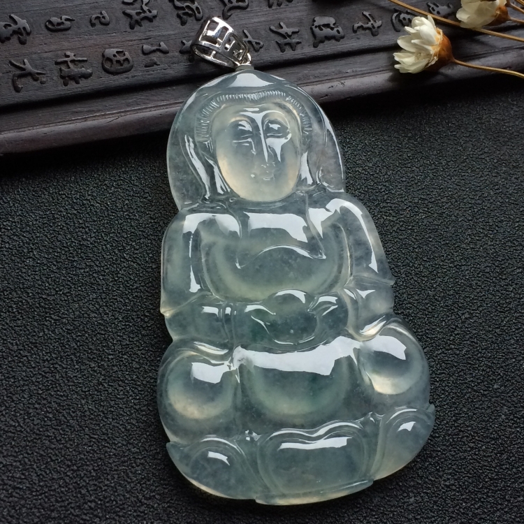 （超值推荐）冰种略飘花观音挂件