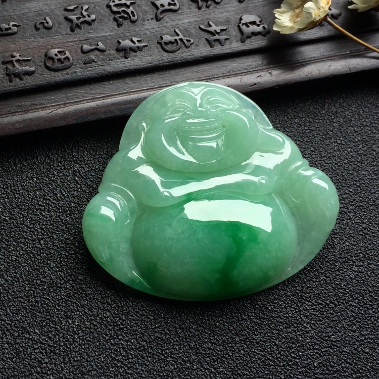 （超值推荐）糯冰种飘翠玉佛挂件