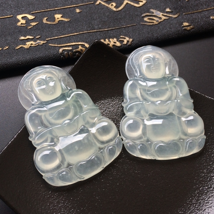 (超值推荐)冰种淡晴水观音挂件一对走