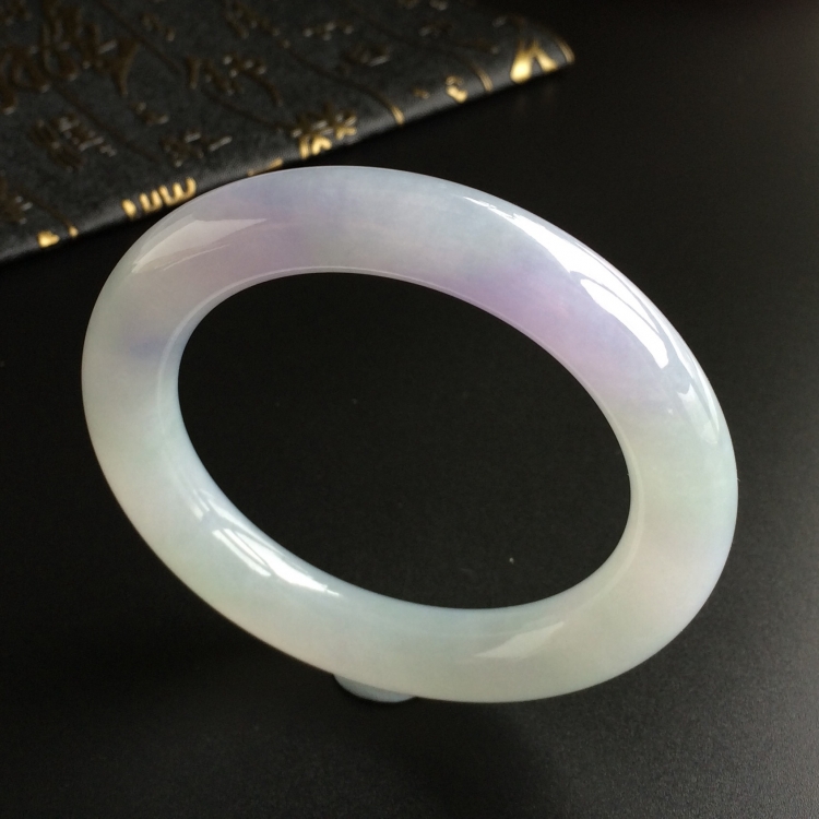 (超值推荐)糯冰种晴水紫罗兰圆条手镯(56.8mm)
