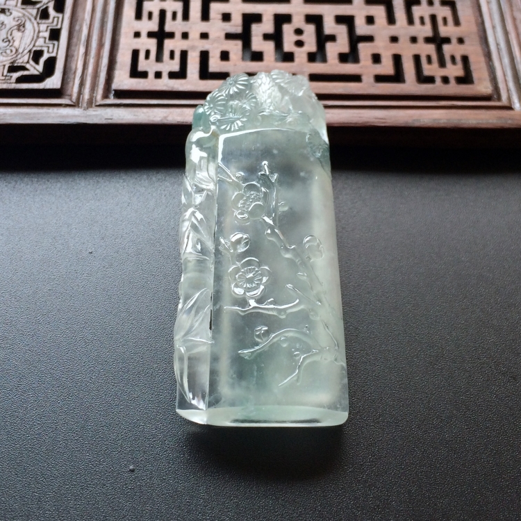 (超值推荐)冰玻种淡晴水梅兰竹菊挂件/印章