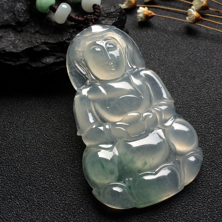 （超值推荐）冰种略飘花观音挂件
