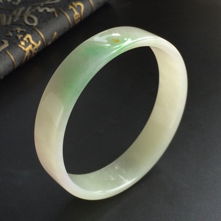 (超值推荐)糯冰种晴水飘翠方条手镯(58.4mm)