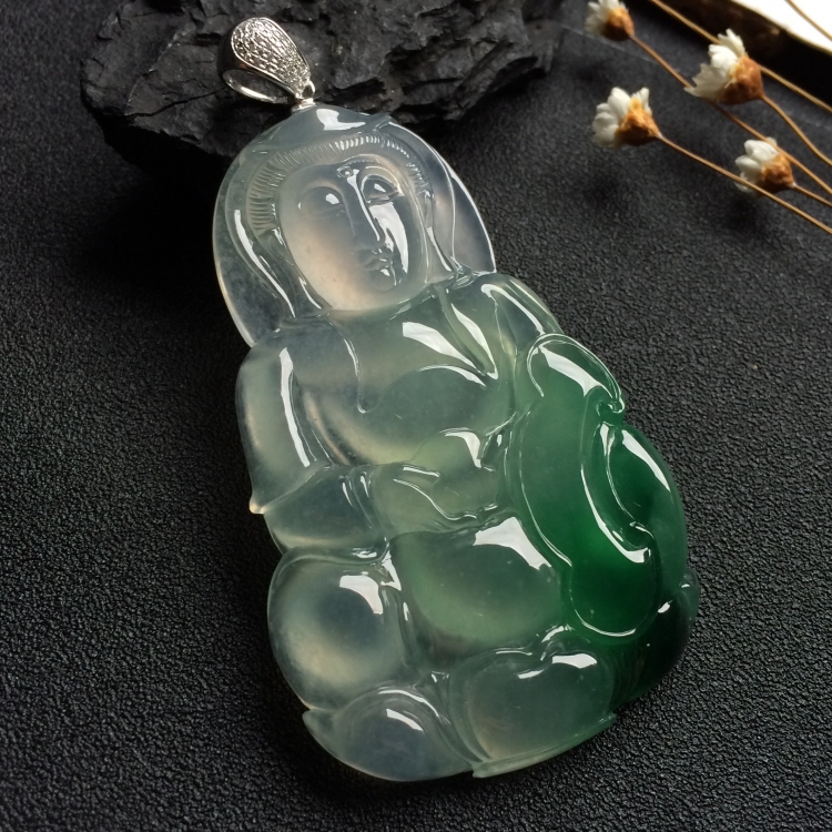 （超值推荐）冰种飘花观音挂件
