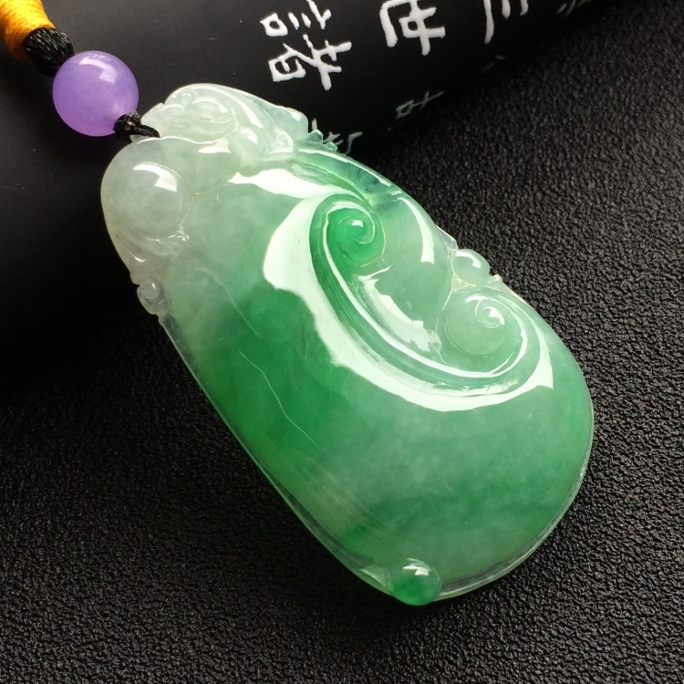 （超值推荐）糯冰种飘翠如意挂件