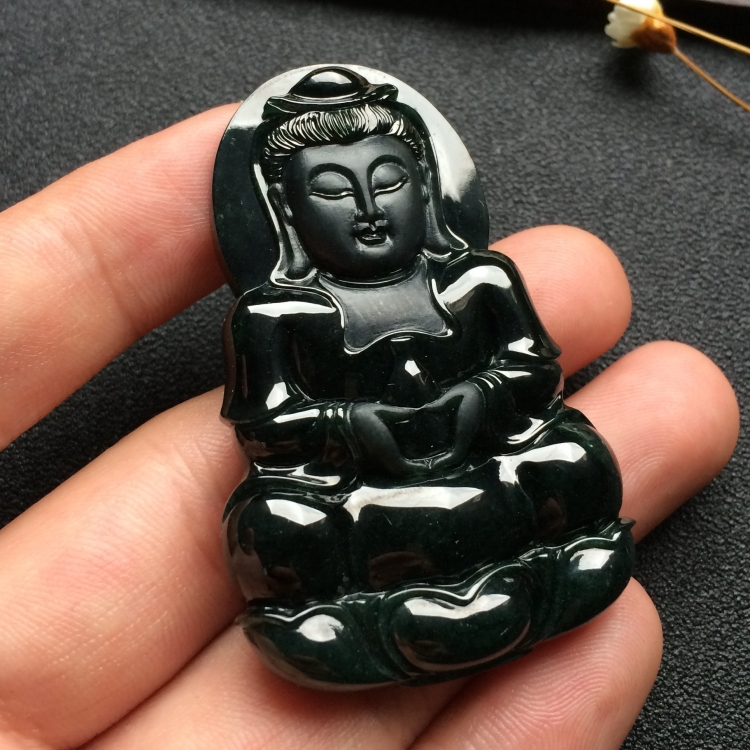 （超值推荐）冰种墨翠观音挂件