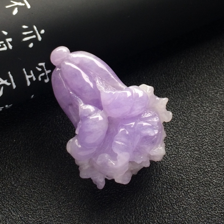 （超值推荐）糯冰种紫罗兰白菜挂件