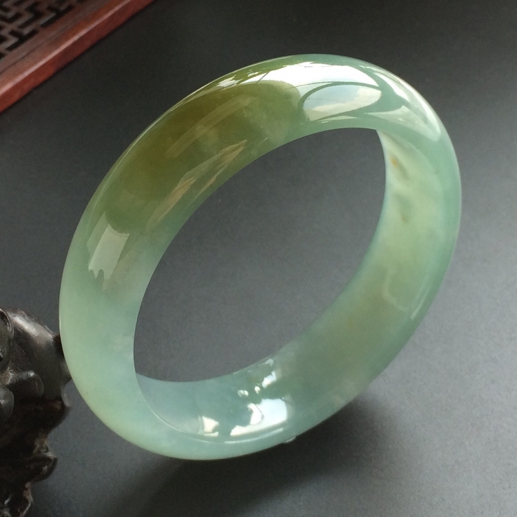 (超值推荐)糯冰种晴水褐黄翡手镯(58.5mm)