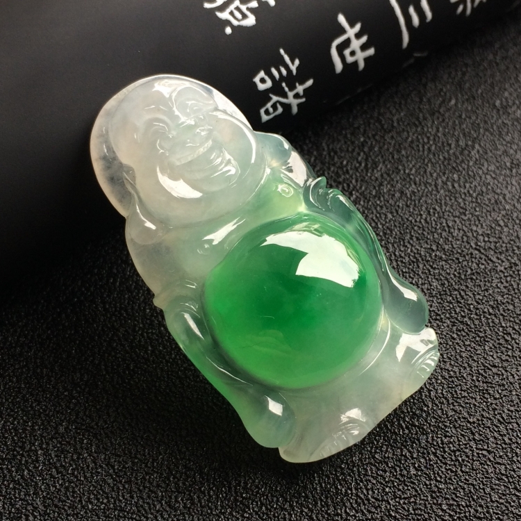 （超值推荐）糯冰种飘绿花站佛挂件
