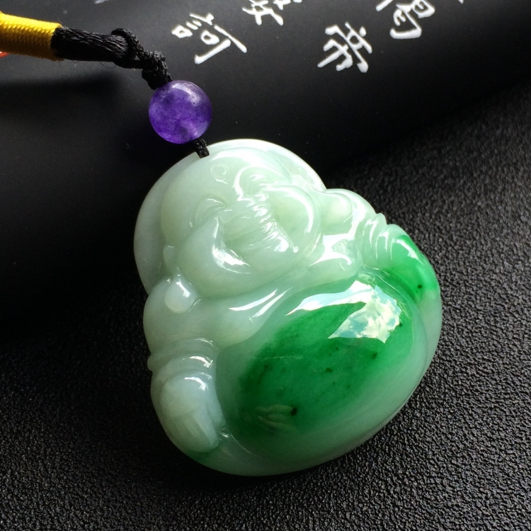 （超值推荐）糯冰种飘翠玉佛挂件