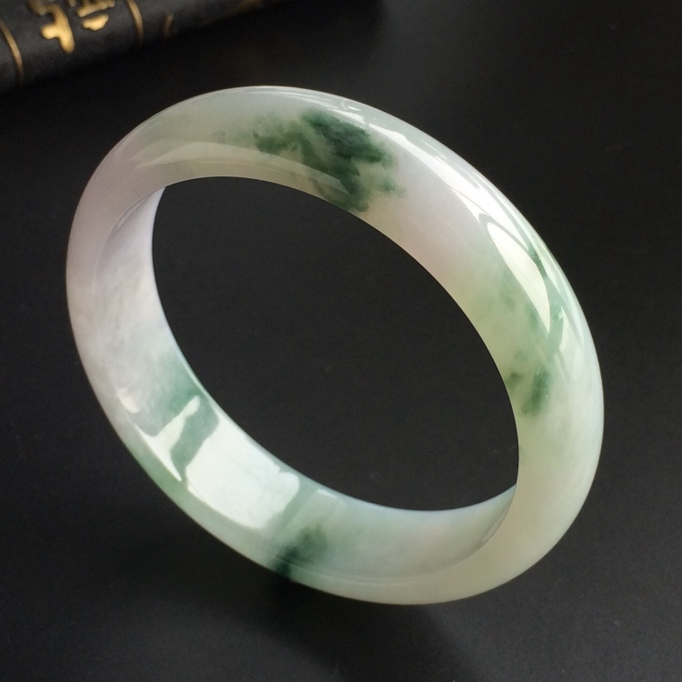 (超值推荐)糯冰种飘花手镯(58.7mm)