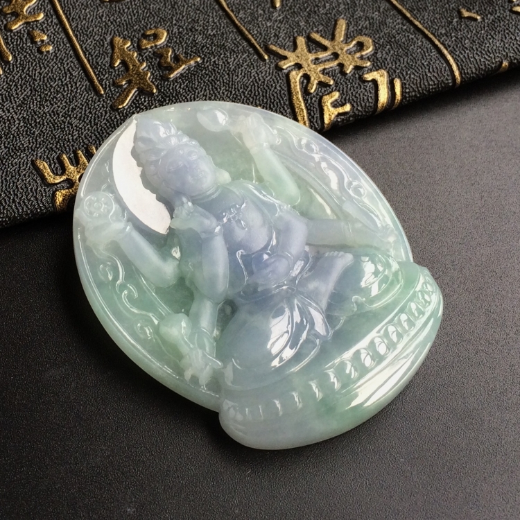 (超值推荐)糯冰种晴水紫罗兰六臂观音挂件