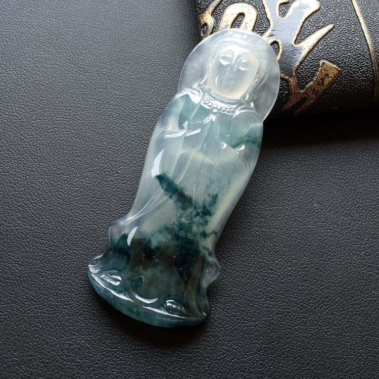 (超值推荐)冰种飘花站观音挂件