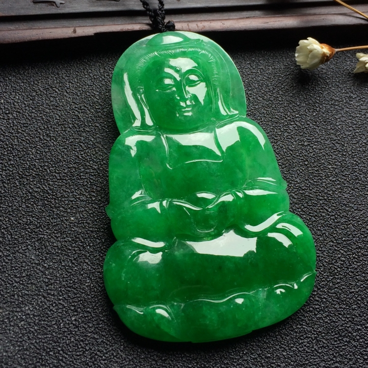 （超值推荐）糯冰种阳绿观音挂件