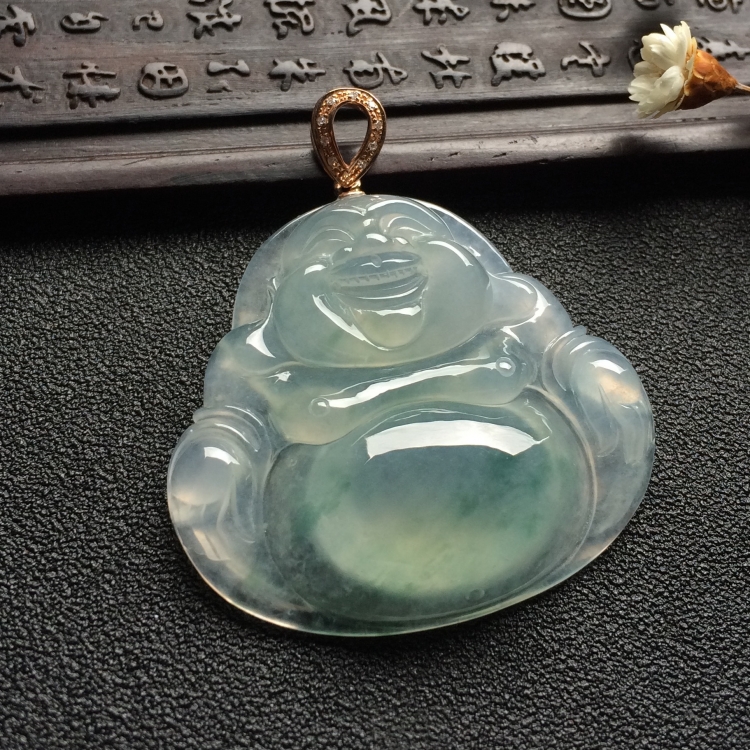 （超值推荐）冰种飘花玉佛挂件