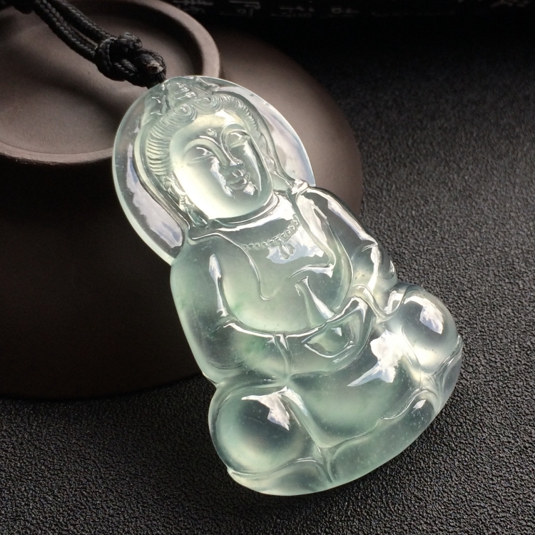 （超值推荐）冰种略飘花观音挂件