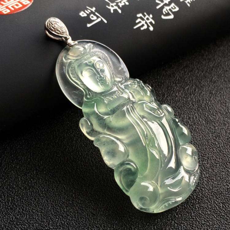 （超值推荐）冰玻种飘花观音挂件