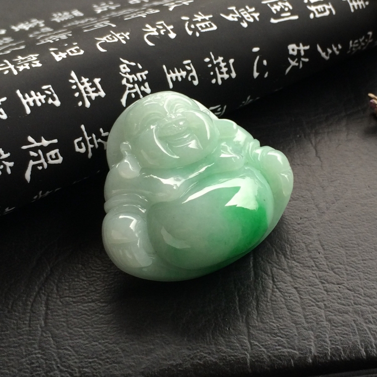（超值推荐）糯冰种飘翠玉佛挂件