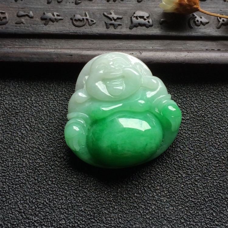 （超值推荐）糯冰种翠色玉佛挂件