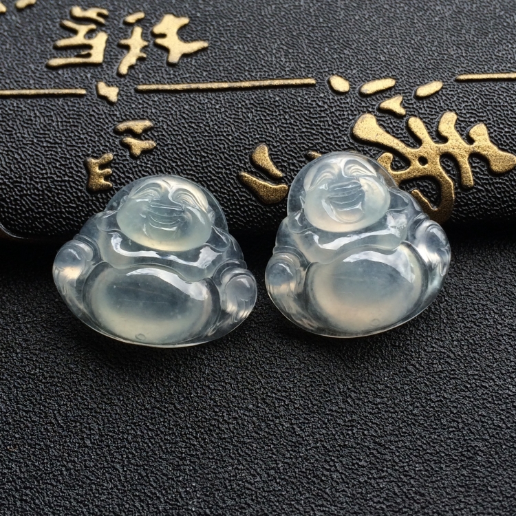 （超值推荐）冰种淡晴水玉佛挂件（一对）