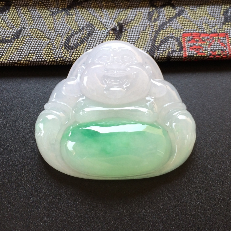(超值推荐)糯冰种飘翠玉佛挂件