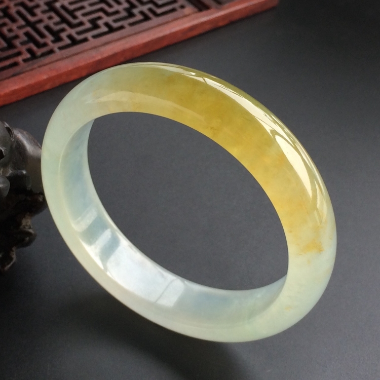 (超值推荐)冰种晴水黄翡手镯(54.6mm)