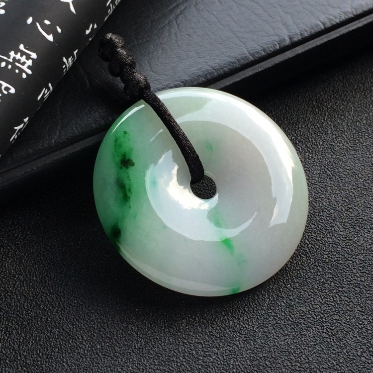 （超值推荐）糯冰种飘翠平安扣挂件