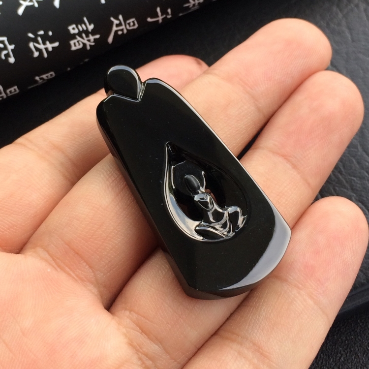（超值推荐）冰种墨翠悟道挂件