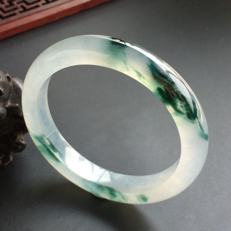 (超值推荐)冰种飘花手镯(53.7mm)