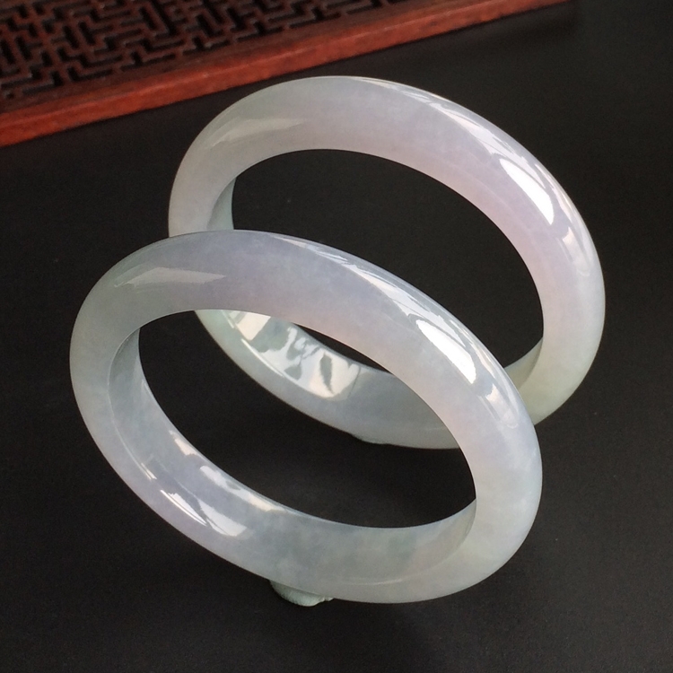 (超值推荐)糯冰种紫罗兰手镯(一对)(55.5mm/56.7mm)
